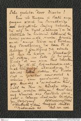 Nachlass Franz Steindachner, Postkarte von August Müller an Franz Steindachner (07.04.1881), Inv.Nr. 356.02, Seite 2
